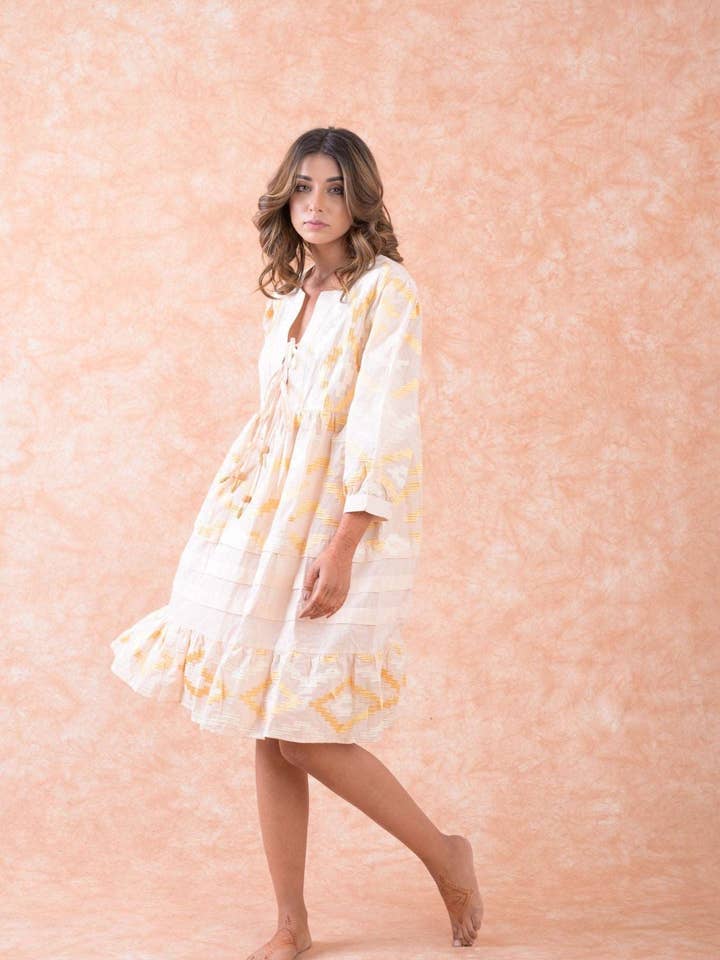 Rhea - Wholesale Dress - Women's - Rhea Art Tunic Top, Lightweight Cotton Ruffle Hem Design8