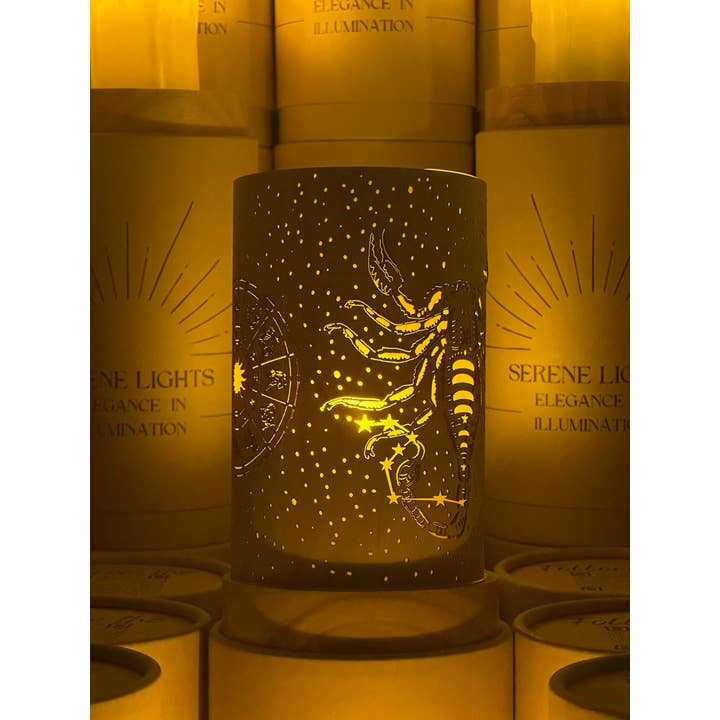 Serene Lights - Wholesale Decorative Tabletop Object - Scorpio Constellation Rechargeable Candle, Interchangeable Design
2
