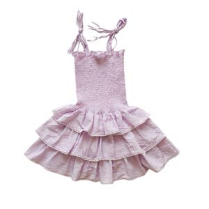 A12 Lavender Girls Smocked Dress for wholesale by Little Olin