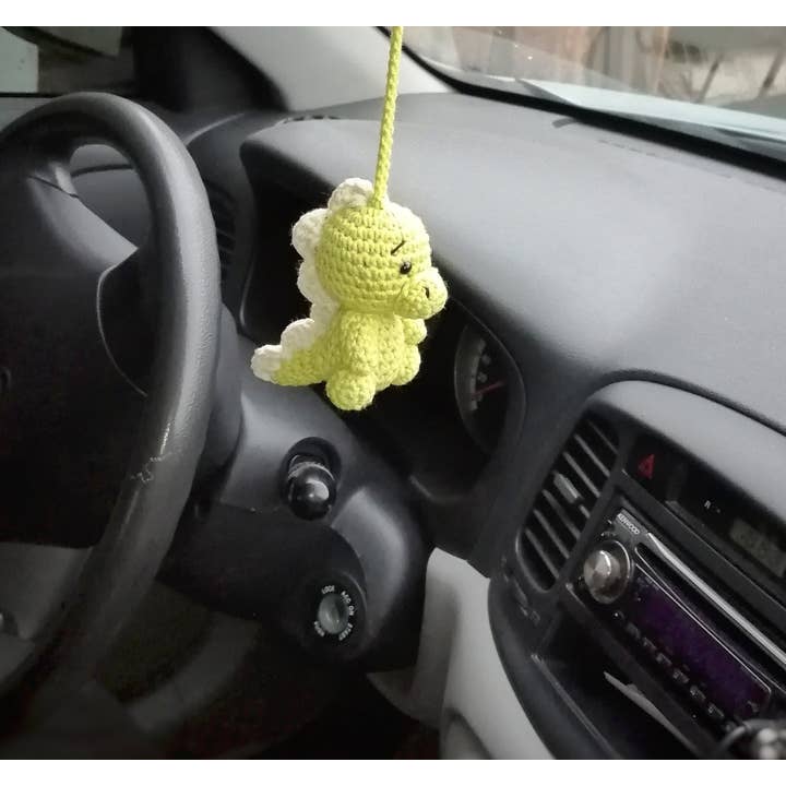 TOMOPOD LLC - Wholesale Car Decorative Charm - Unisex - Crochet Dinosaur Car Hanging, Kawaii Dino Car Accessory3