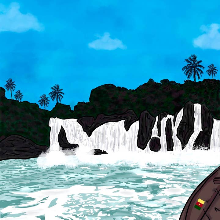 Póster de la cascada Kribi para venta al por mayor de Afro Garden