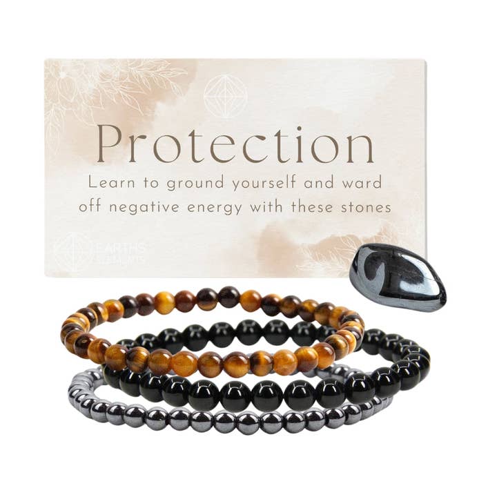 Ensemble de Bracelets Intentions - Protection 4mm pour la vente par Earths Elements Wholesale