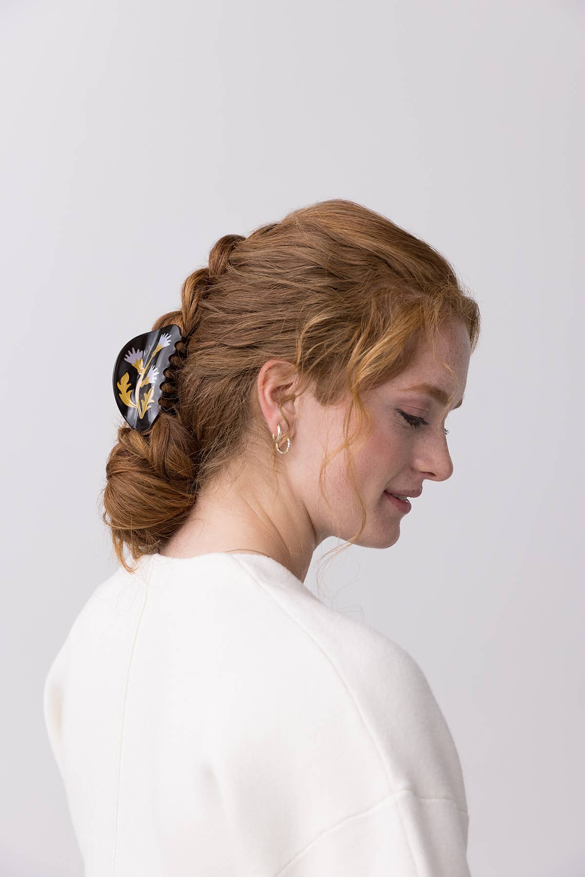 WINONA IRENE – Großhandel Haarclip – Damen – Mariendistel-Haarklammer für Damen, dunkelbraun und goldfarbenes Azetat2