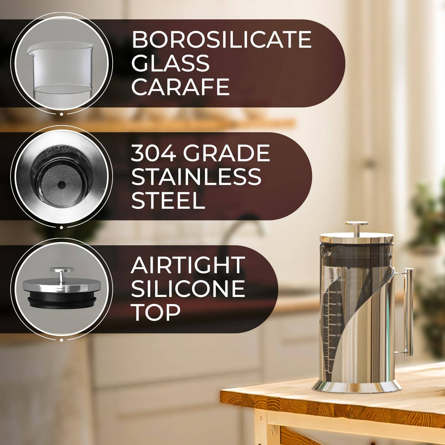 Infinite Basics – Máquina de café por atacado – Cafeteira de Café Cold Brew Cafe Du Chateau - Jarra de Café e Chá Gelado Hermética de 34oz com Rótulo de Medição, Filtro de Aço Inoxidável, Ideal para Armazenamento no Frigorífico4