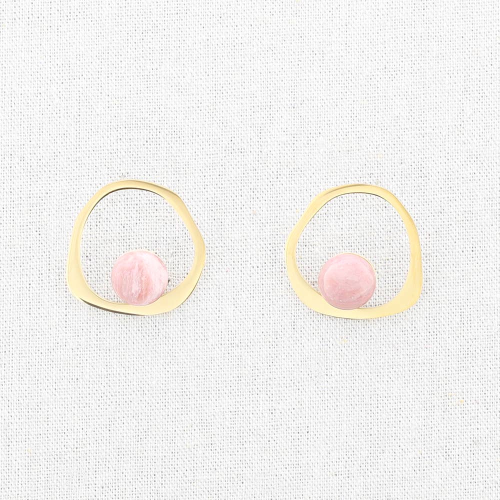 Sonata - Wholesale Stud/Post Earrings - Irregular Stone Hoop Steel Earrings4