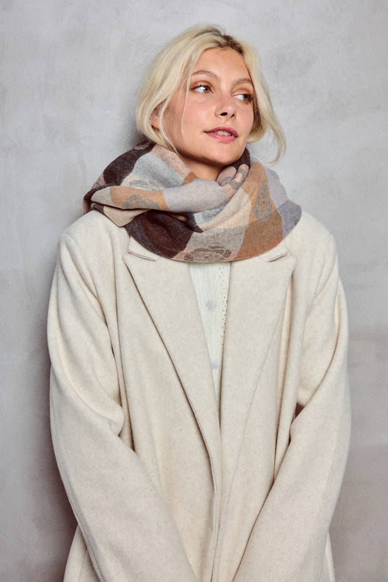 BYREN | ÉLINE L'ATELIER – Großhandel Schal – Damen – Wollschal mit wendbarem Blumenmuster FL204DF4