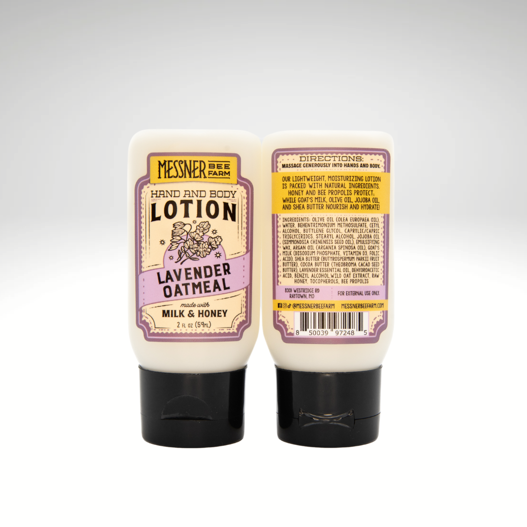 Messner Bee Farm - Wholesale Hand & Body Lotion - Lavender Oatmeal - Milk and Honey Lotion - 2oz Travel1