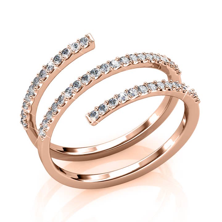 Spiral Ring - Rose Gold and Crystal for wholesale by CARALI / MYC Paris