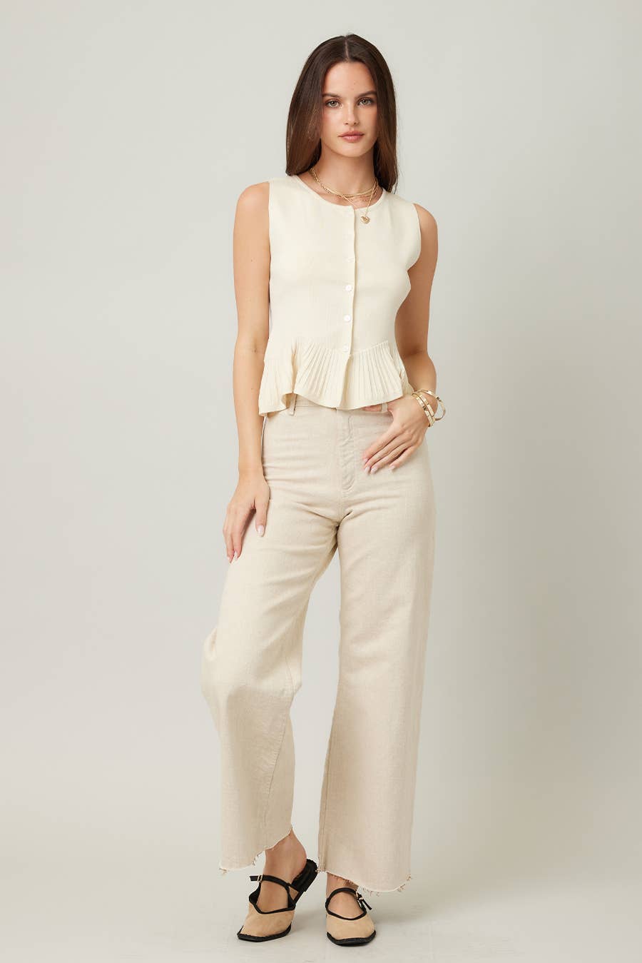 ILLA ILLA - Wholesale Cardigan - Women's - Everyday Comfort Knit Ruffle Hem Cardigan Sweater Tank15