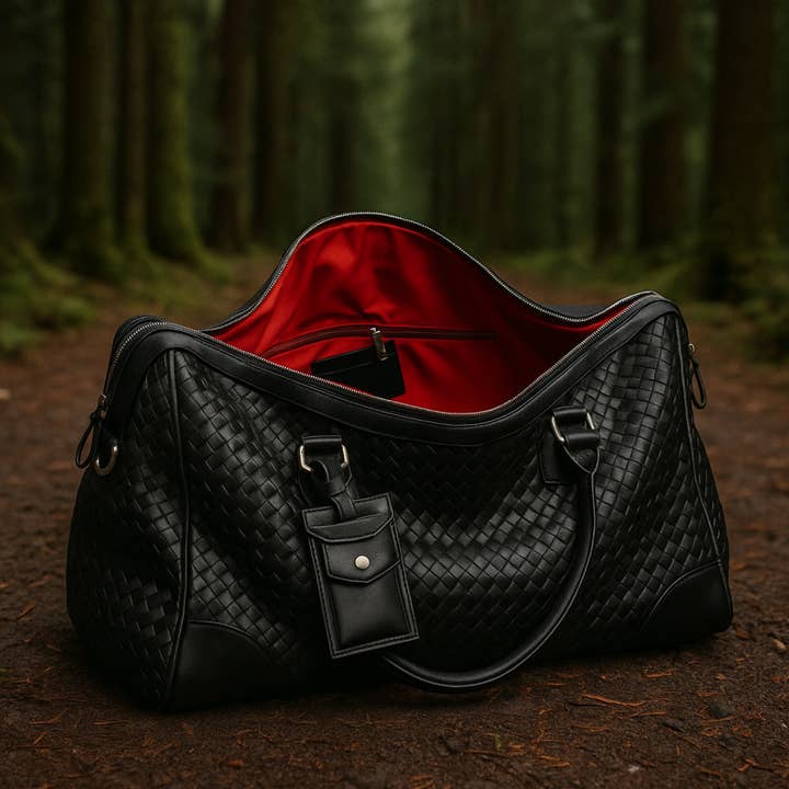 Hides - Wholesale Weekender Bag - Women's - Woven Leather Duffle - Black with Detachable Shoulder Strap18