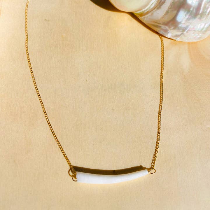 Delicate White Dentalium Shell Necklace for wholesale by Lexi Jewelry