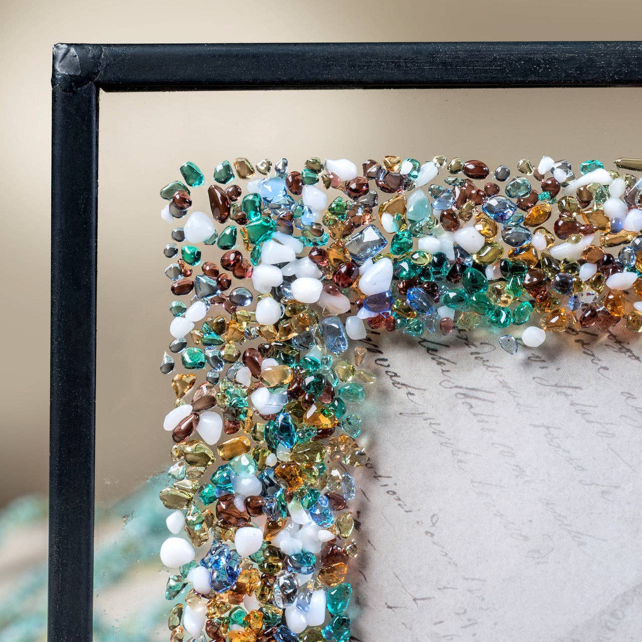 J Devlin Glass Art & Bert Anderson Collection - Wholesale Picture Frame - Pic 456 Multi Colored Fused Glass Chips on Clear Frame Series8