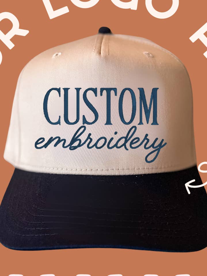 Custom Embroidered Baseball Hats, Logo 5 panel Hats Branded  for wholesale by Ginger And Thread