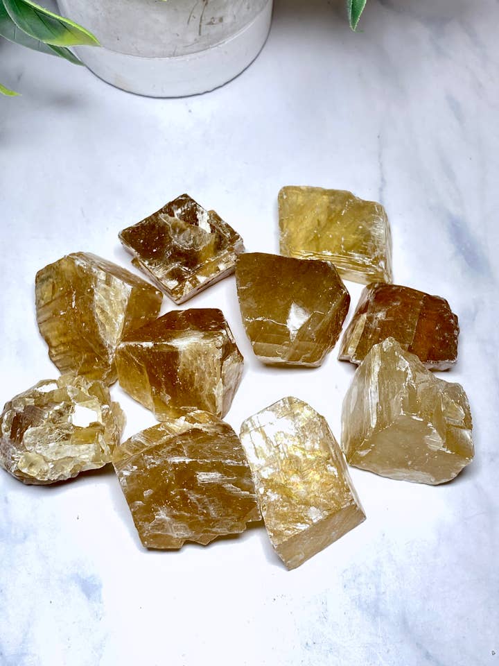 Raw Honey Calcite Crystal Cubes for wholesale by Above Tha Clouds