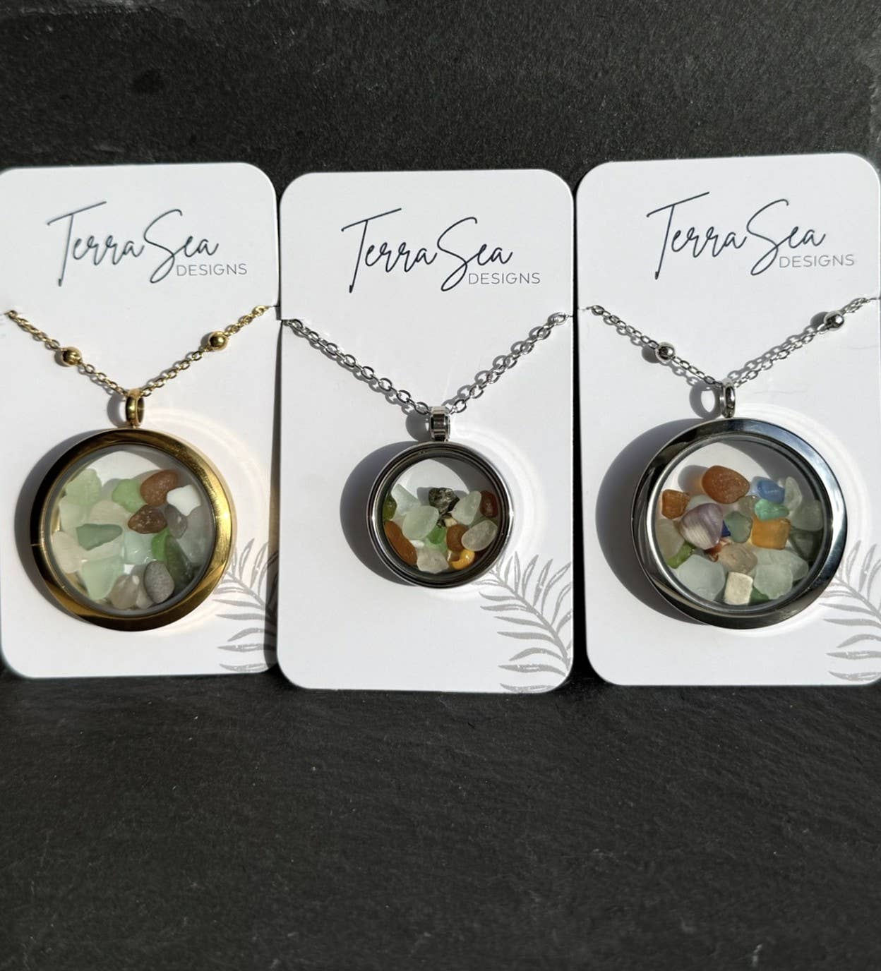 TerraSeaDesigns - Wholesale Locket Necklace - Genuine Handpicked Seaglass Locket- Large Silver2