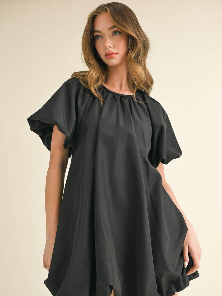 ID8405 PUFF SLEEVE BUBBLE HEM MINI DRESS for wholesale by Klesis