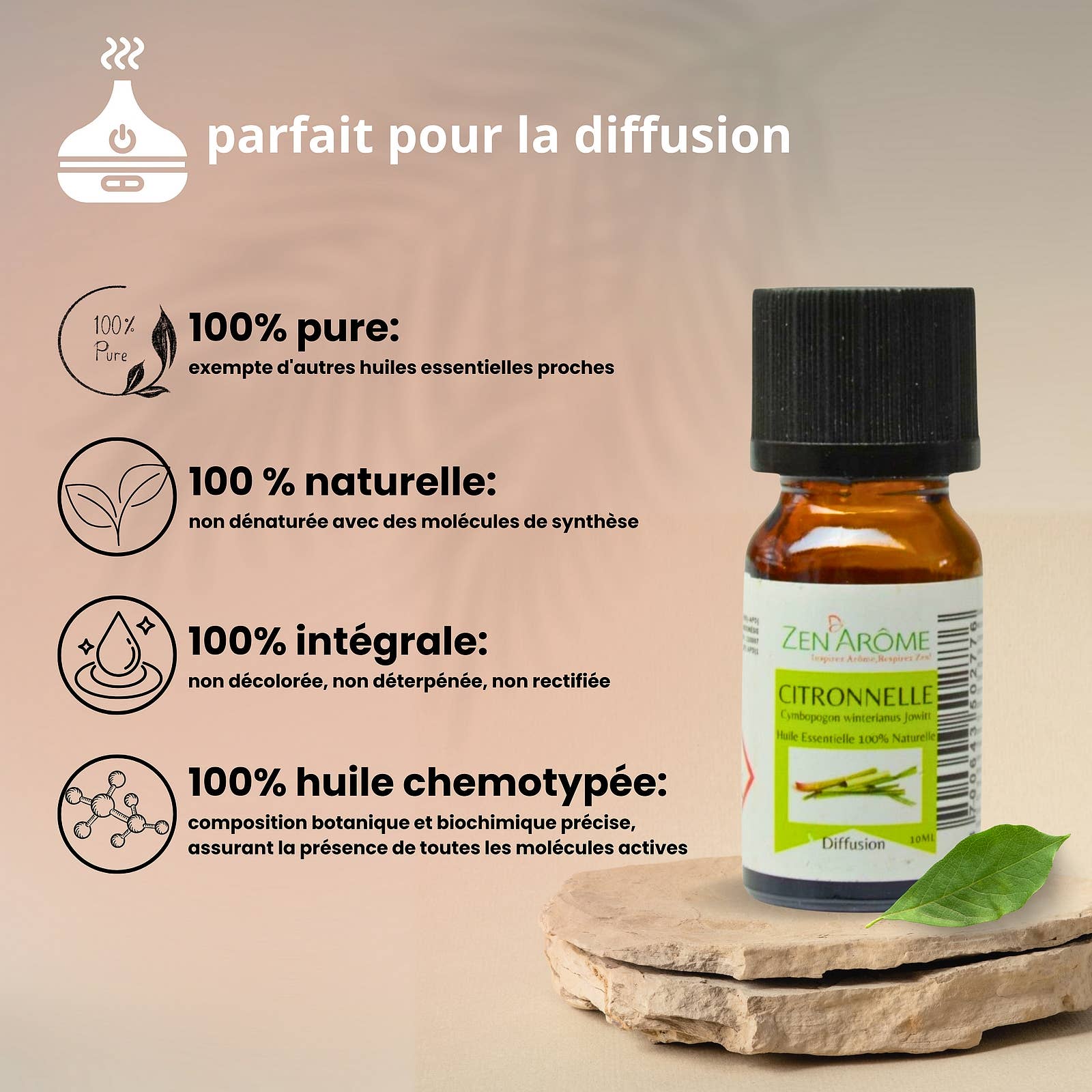 Zen'Arôme - Wholesale Essential Oil - Lemongrass Essential Oil - 100% Natural - 10ml3