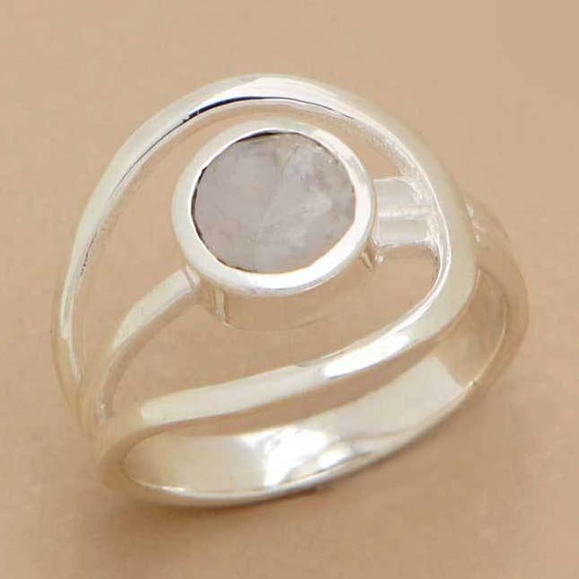 Culture Spot - Vente Solitaire - Bague boucle en argent sterling avec pierre de lune0