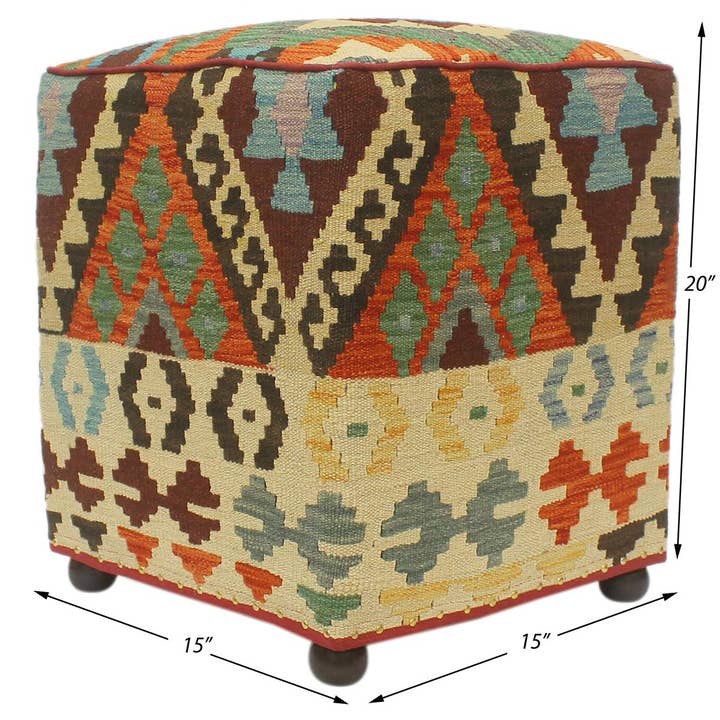 Arshs Fine Rugs - Wholesale Pouf - Urban Alyson Handmade Kilim Upholstered Ottoman5
