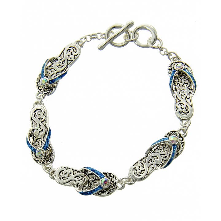 0011 PREMIERE - Wholesale Link & chain bracelet - FR2820 Blue Glitter_Crystal AB Flip Flop Filigree Link Br