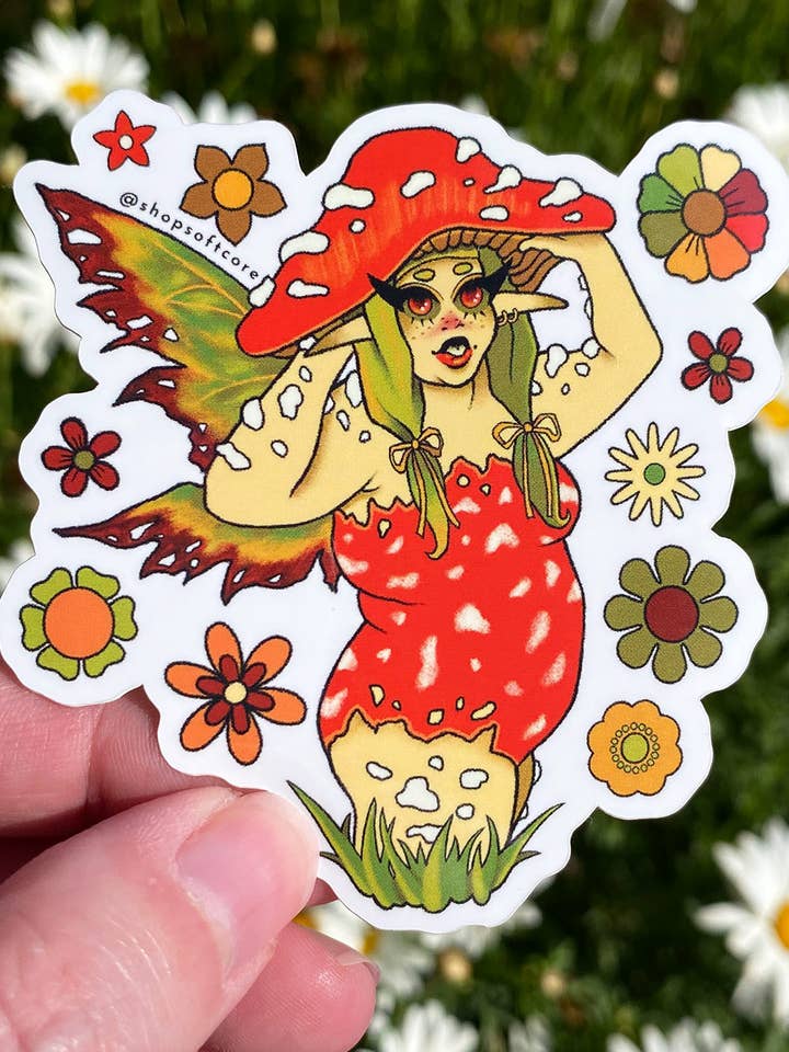 Plus Size Mushroom Fairy klistermärke för wholesale av Softcore