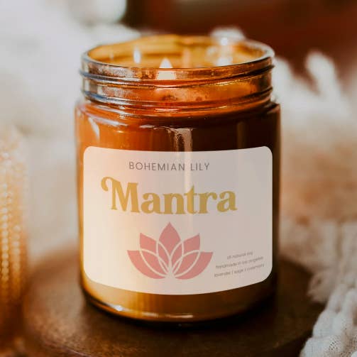 White Sage & Lavender 7.2 oz All Natural Soy Candle for wholesale by Bohemian Lily