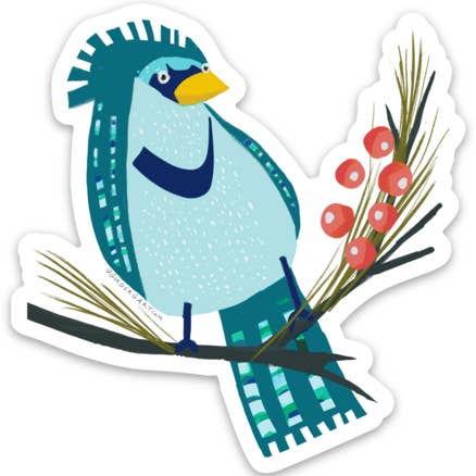 Ginger G. Art - Wholesale Sticker - Bluejay on Branch 3" Sticker