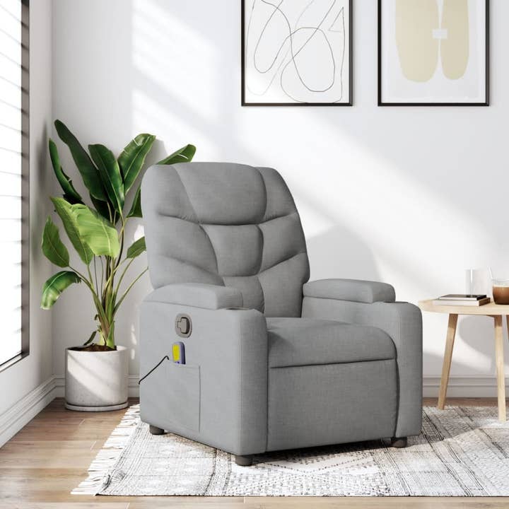 Massage Recliner Chair Light Grey Polyester, Metal, Plywood for wholesale by American Smart