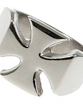 Polished Stainless Steel Iron Cross Ring-15mm for wholesale by Just Mens Rings