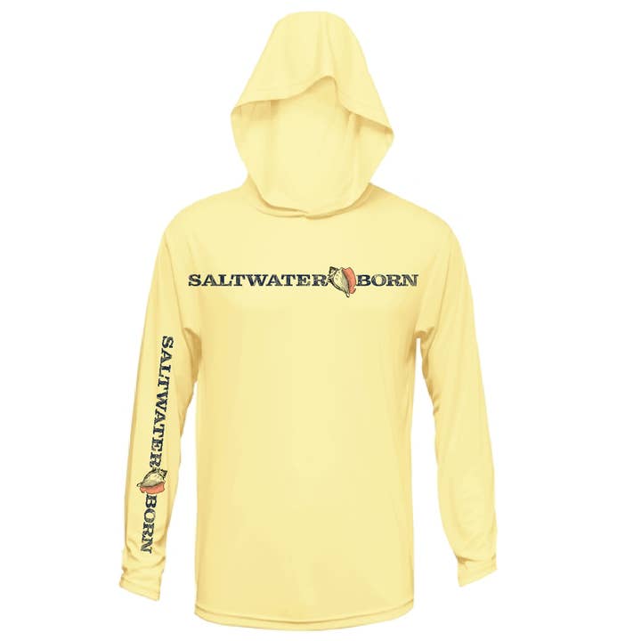 Key West, FL Linear Logo Long Sleeve UPF 50+ Dry-Fit Hoodie for wholesale by Saltwater Born