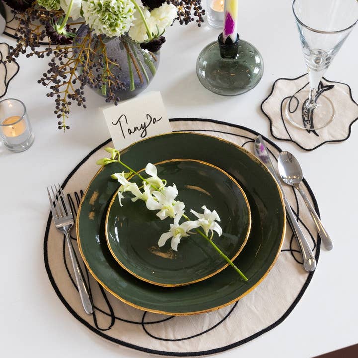 Line Drawing Embroidered Linen Placemats (Set of 4) for wholesale on Faire