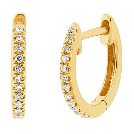 Créoles Huggie en diamants 14 carats pour la vente par Ofina Jewelry