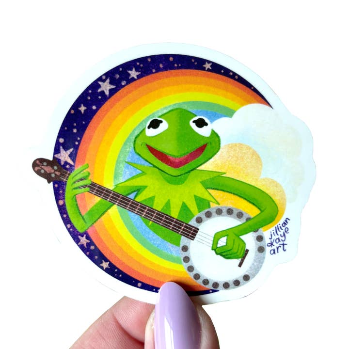 Jillian Kaye Art - Wholesale Phone & Laptop Stickers - Kermit the Frog Rainbow Connection 3" Vinyl Sticker0