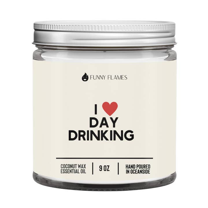I Love Day Drinking - Funny Flames Candle 9oz for wholesale by Funny Flames Candle Co - Les Creme