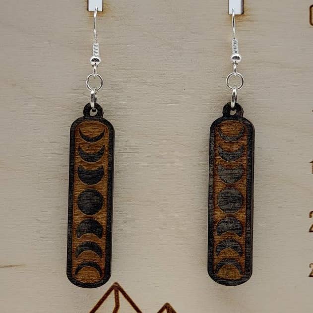 Moon Phase Earrings - Wooden Earrings for wholesale by Front Range Creations