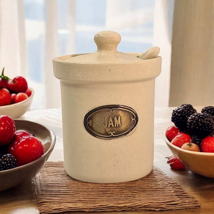 Geko Products - Wholesale Kitchen Storage/Organizer - Ceramic Jam Jar with Ceramic Spoon