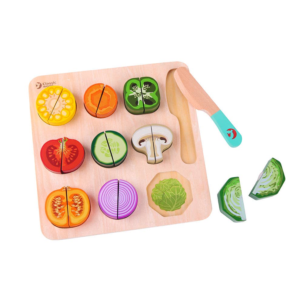 Hippychick – wholesale Wood toy – Child – Classic World Cutting Veg Puzzle Wooden FSC Pretend Play Toy4