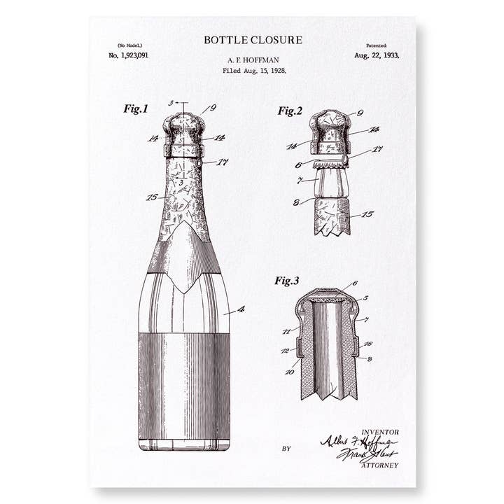 Ezen Trade - Wholesale Art Print - PATENT OF BOTTLE CLOSURE (1933): Art Print