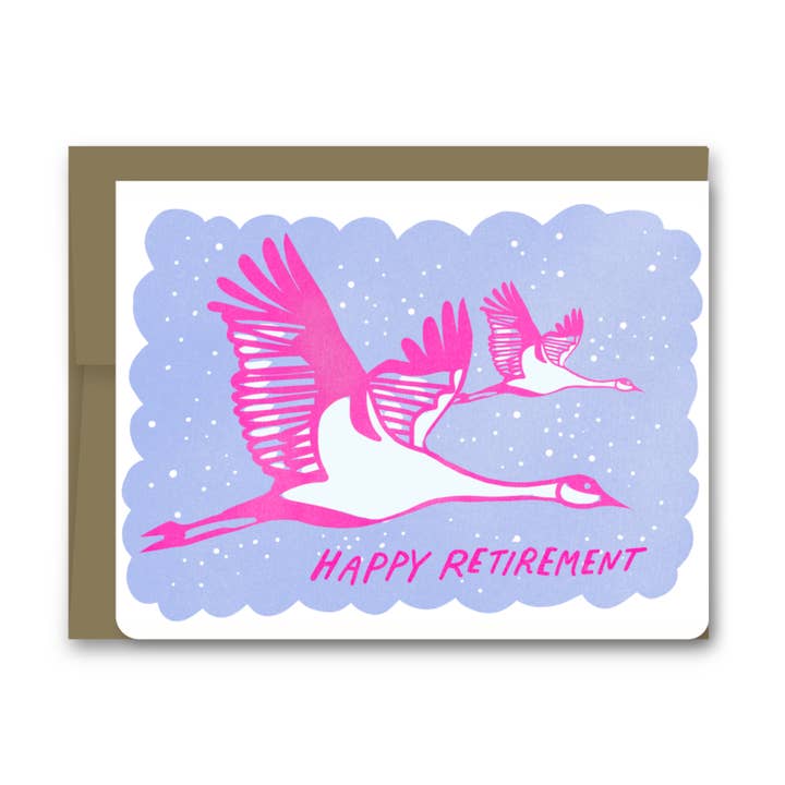 Happy Retirement Geese Card for wholesale by Wolf & Wren Press