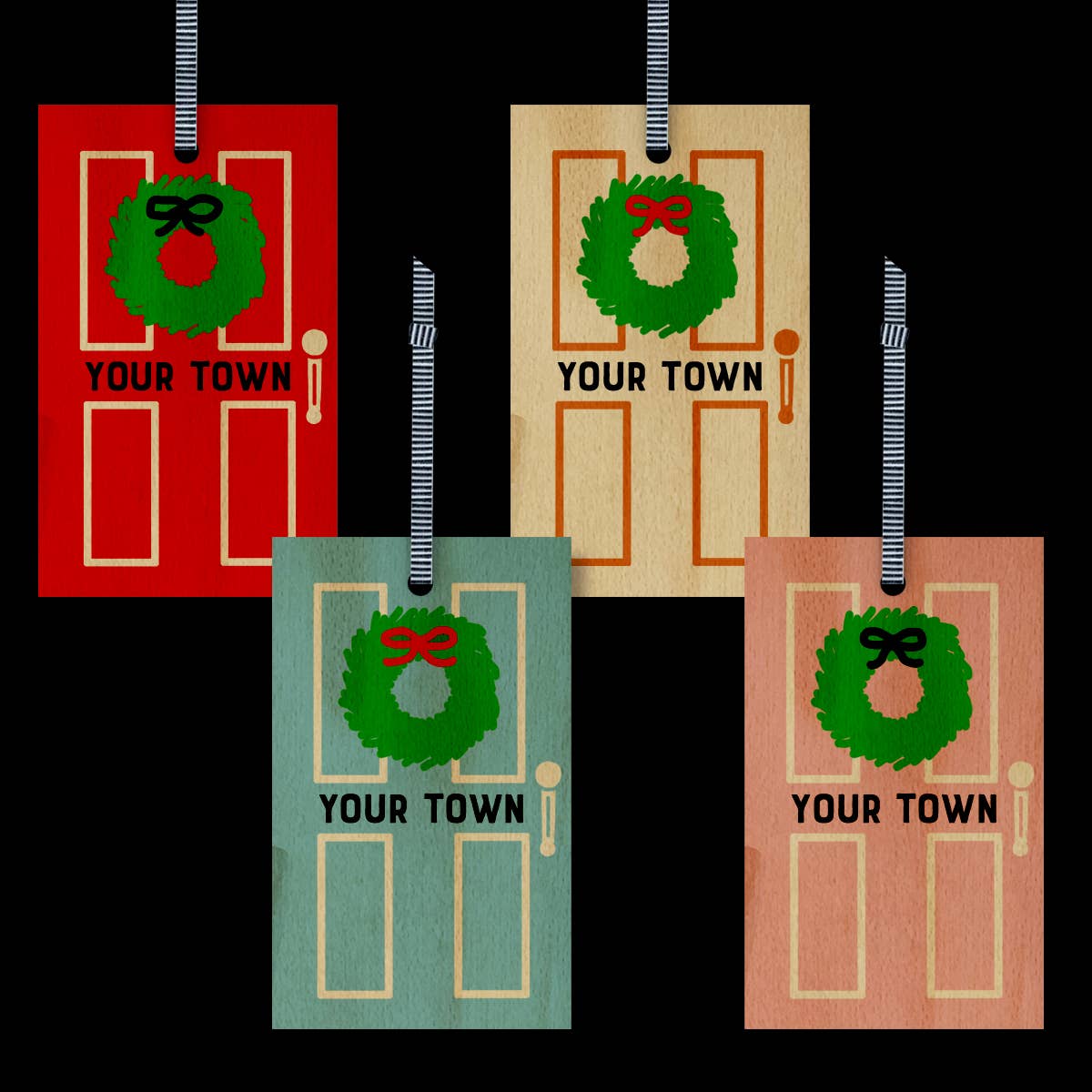 Rock Scissor Paper - Vendita all'ingrosso Decorazione - Decorazione Natalizia Porta d'Ingresso, Design con Nome della Città e Stato4