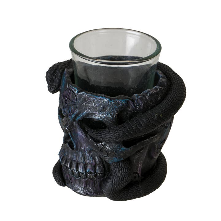 Pacific Trading - Venta al por mayor Vaso de chupito - 15951 Vaso de chupito con calavera y serpiente