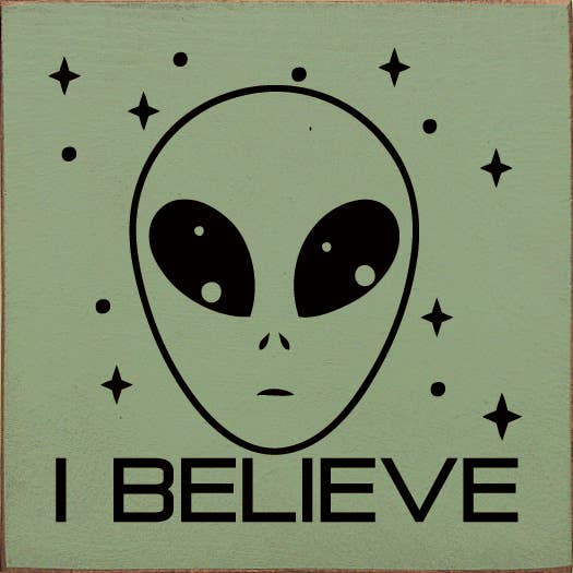 SAWDUST CITY – wholesale Sign – I believe (Alien) Sawdust City Wood Sign2