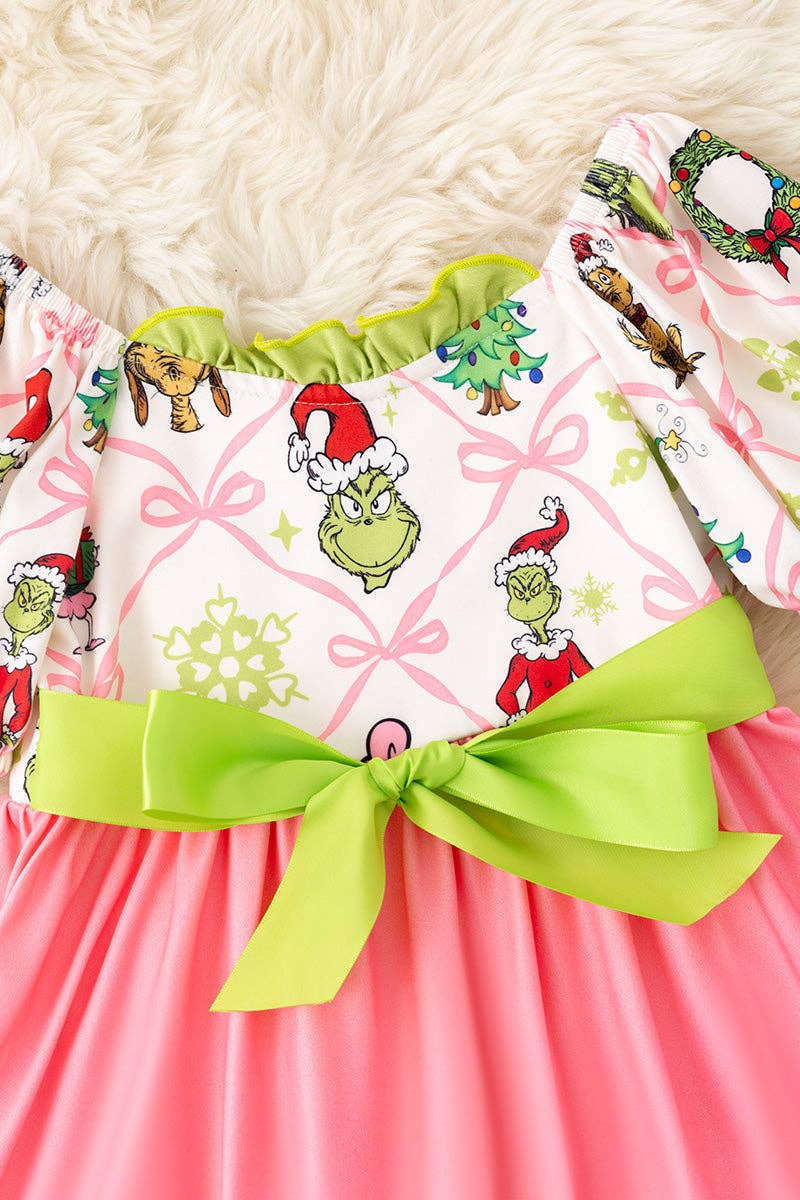 Kids Charm Online - Wholesale Dress - Kids - Cute Christmas character printed twirl dress. DRG52180 AMY1