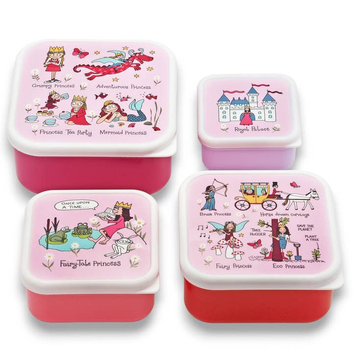 Tyrrell Katz – wholesale Lunch bag/box – Kids – Set of 4 Princess Snack Boxes for Kids