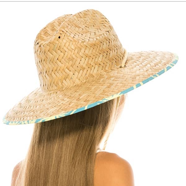 NATURAL Kid sized straw lifeguard or surfer hat for wholesale on Faire2