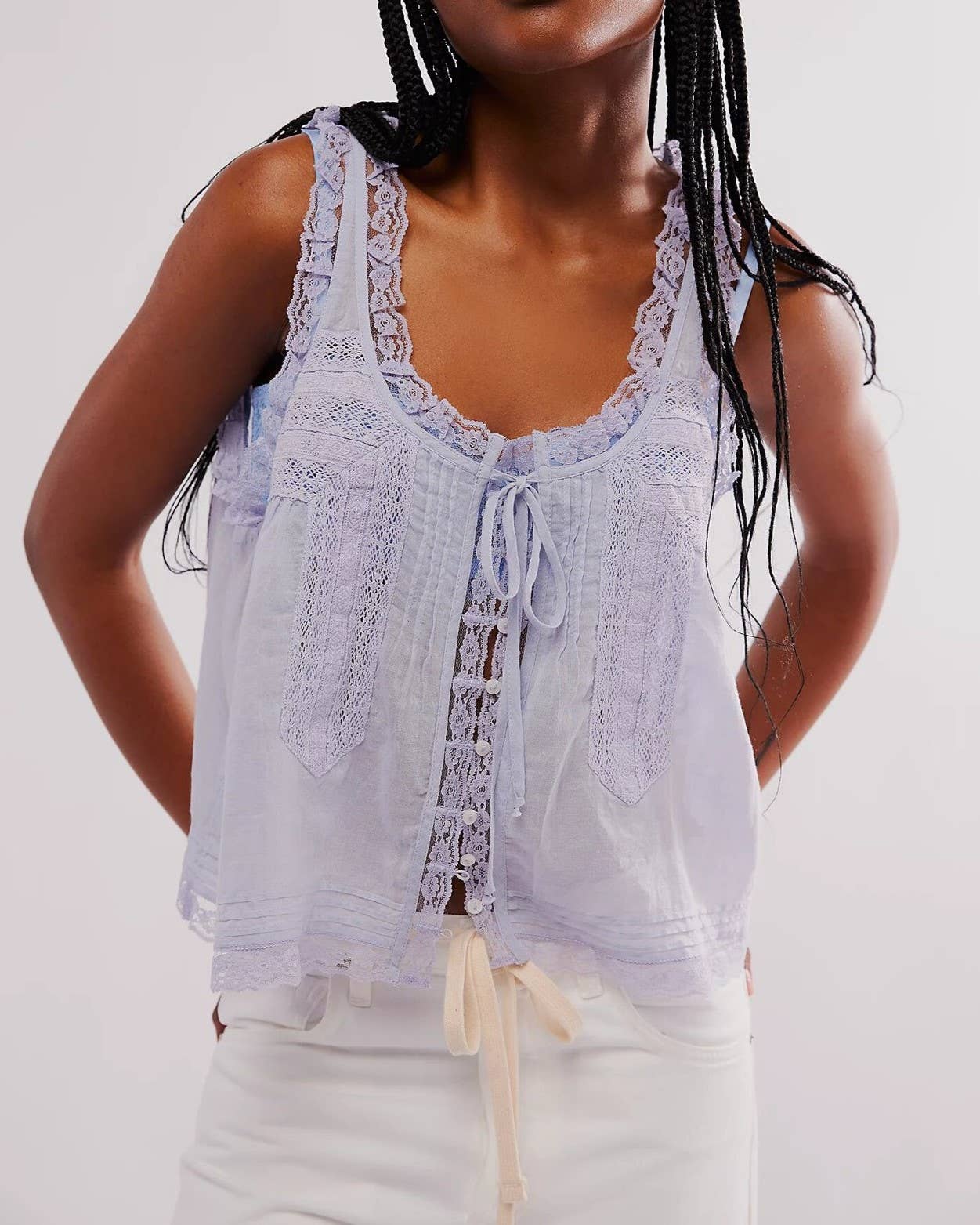 Rosa Clothing - Wholesale Tank Top - Women's - Y2K Sexy Lace Patchwork Buttons Camisole8