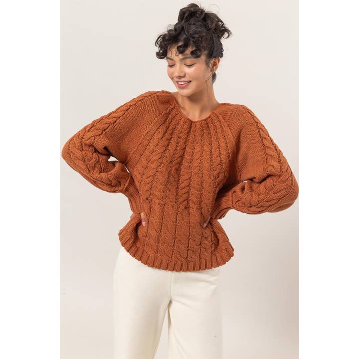 HYFVE - Wholesale Knit Sweater - Women's - DZ24F201-Cable Knit Pattern Sweater