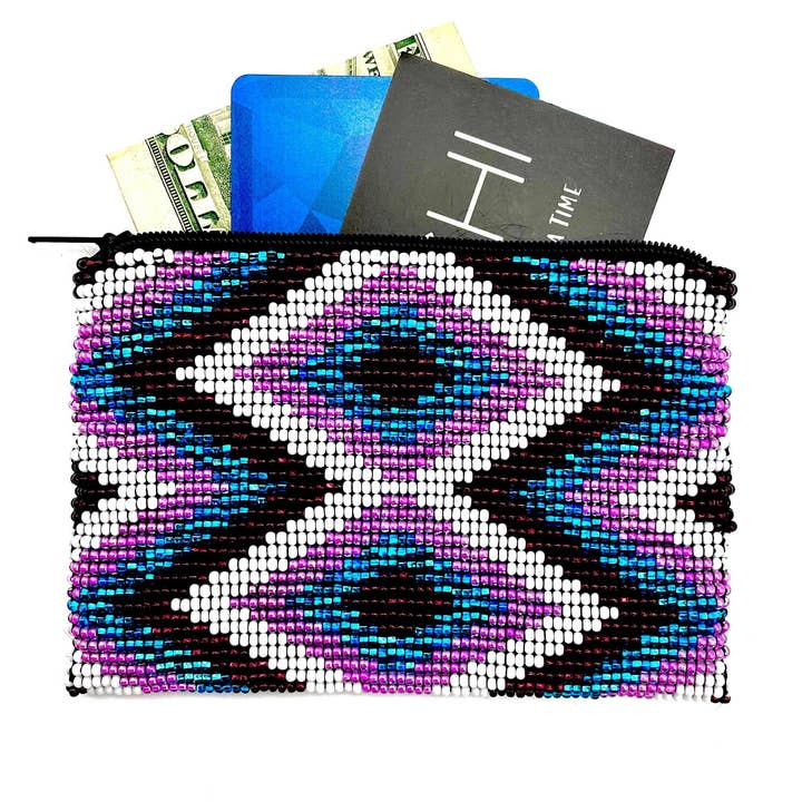 Purple Diamond Zipper Pouch for wholesale by KAQCHI