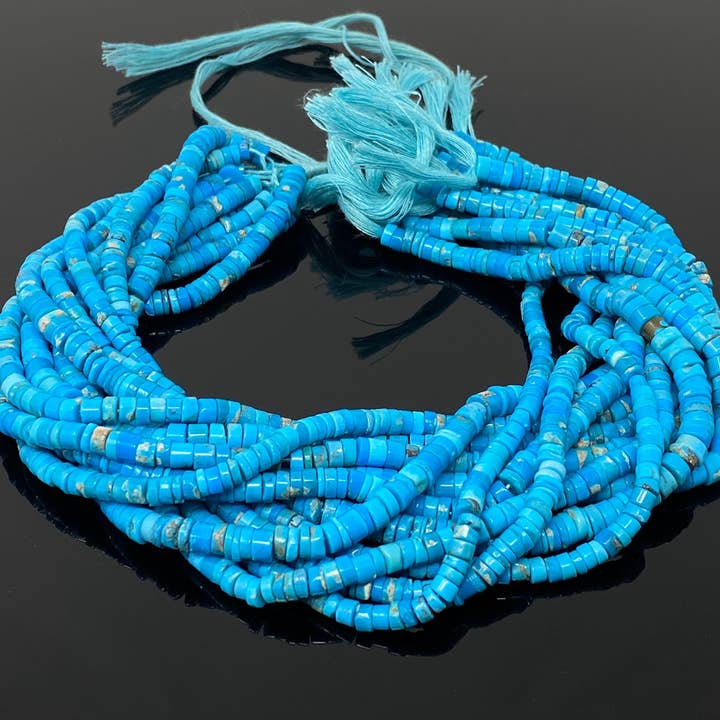 Arizona Turquoise Perles de pierres gemmes, perles Heishi Turquoise, fournitures de bijoux pour la fabrication de bijoux, perles en gros, perles en vrac, fil 13 » pour la vente par Akstar Gems