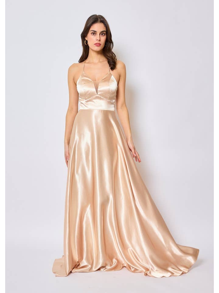 Eva & Lola - Epsilonn - Wholesale Gown - Women's - Long satin dress - HM21888